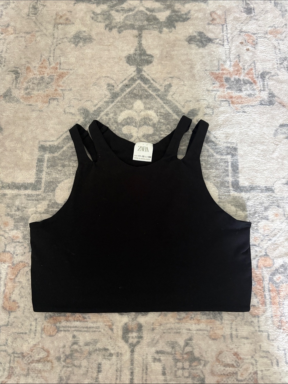 Zara Black Double Strap Cropped Tank